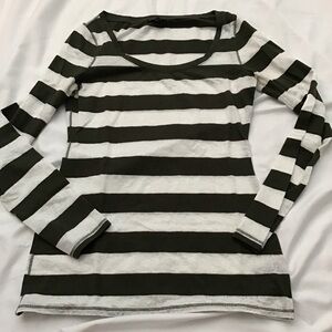 (Like New) Express Green and White Lace Striped Shirt